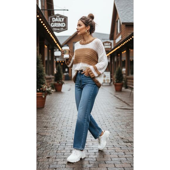 Urban Outfitters Chunky Color-Block Open Knit Sweater XS - Picture 15 of 16